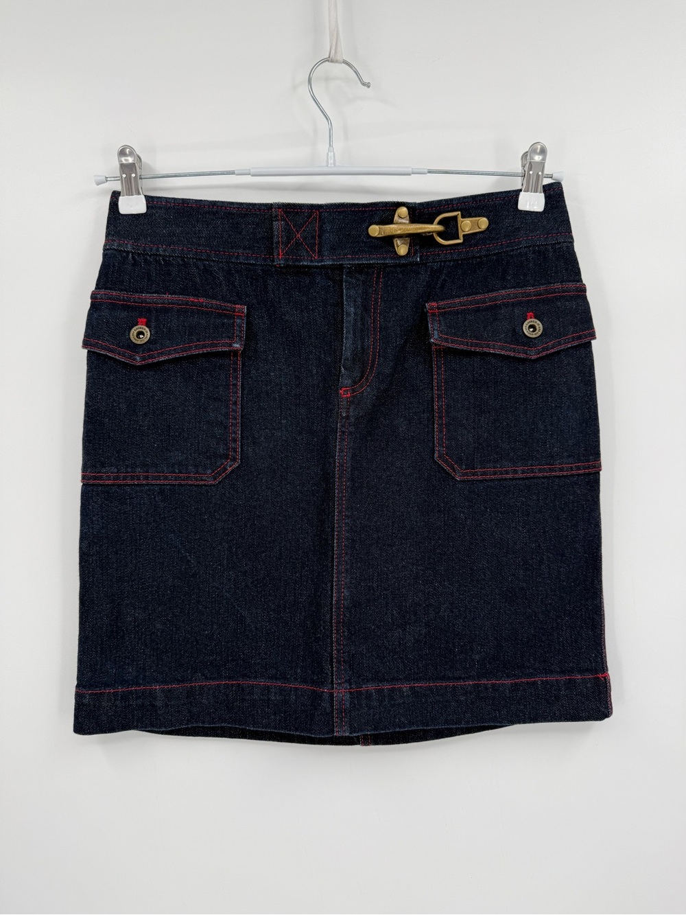 Ralph Lauren Jeans Co. Nolita Denim Mini Skirt Lopster Firemans Clasp Indigo 4